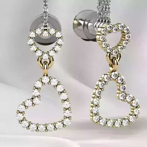 Low Weight Hearts Gold Earrings