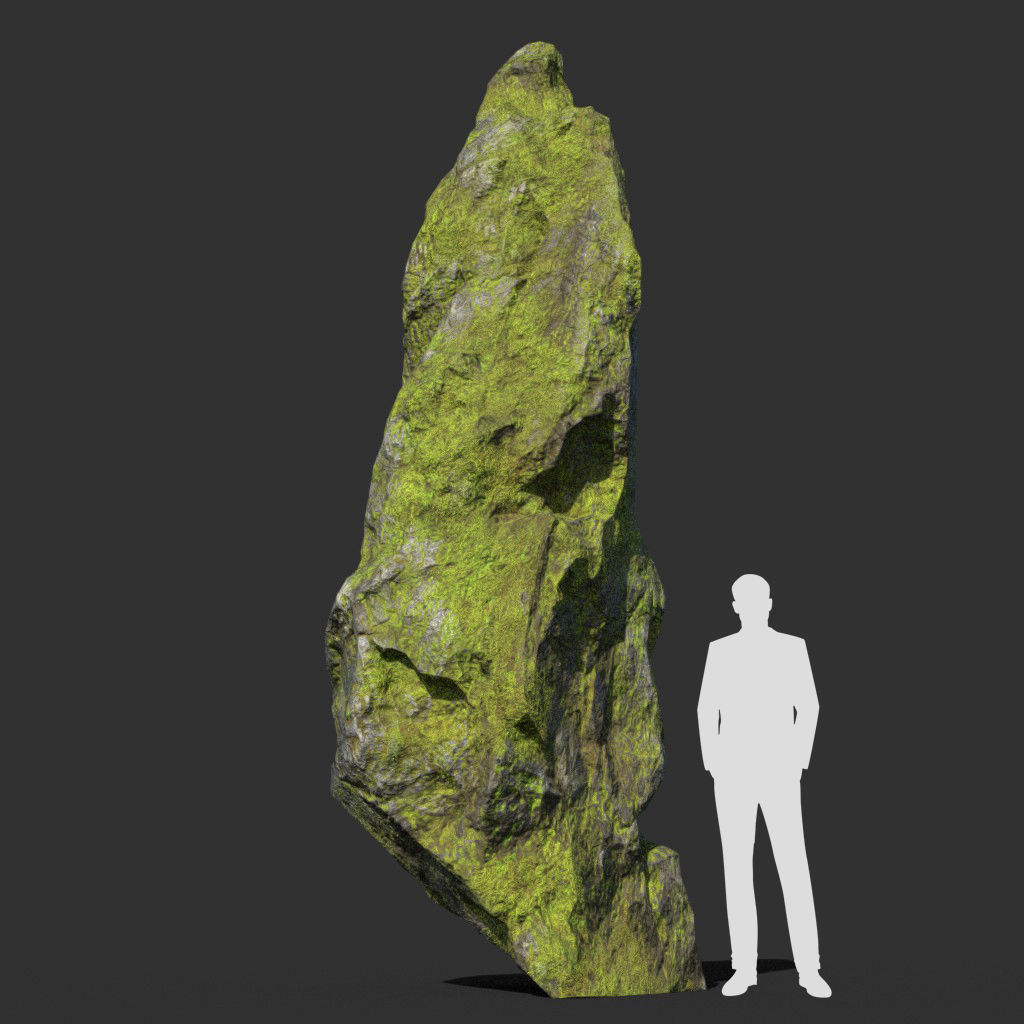 Low poly sharp block mossy rock 181114 Low-poly 3D model_26