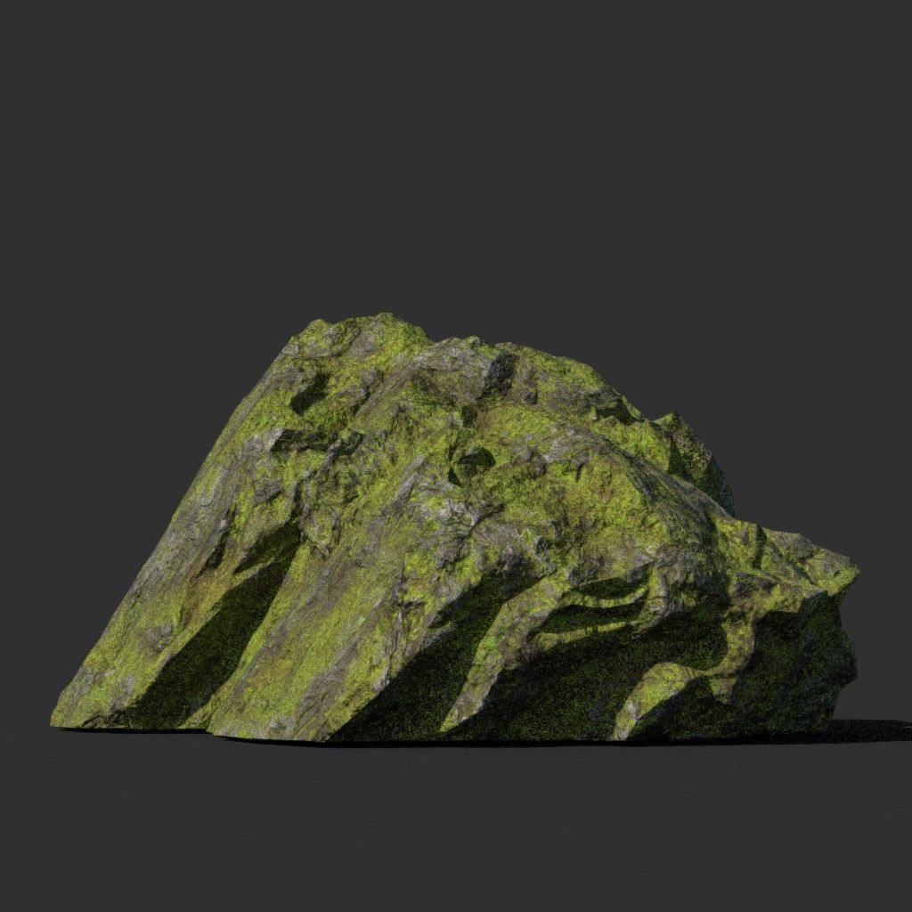 Low poly sharp block mossy rock 181114 Low-poly 3D model_31