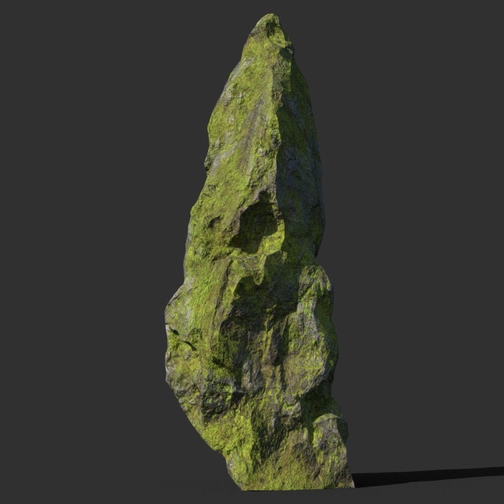 Low poly sharp block mossy rock 181114 Low-poly 3D model_27
