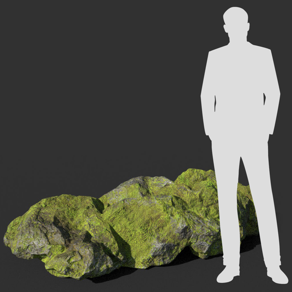 Low poly sharp block mossy rock 181114 Low-poly 3D model_34
