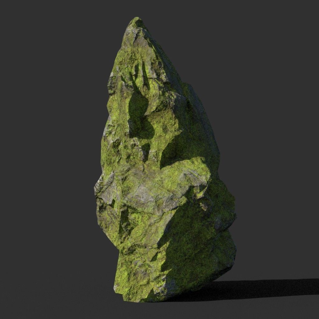 Low poly sharp block mossy rock 181114 Low-poly 3D model_39