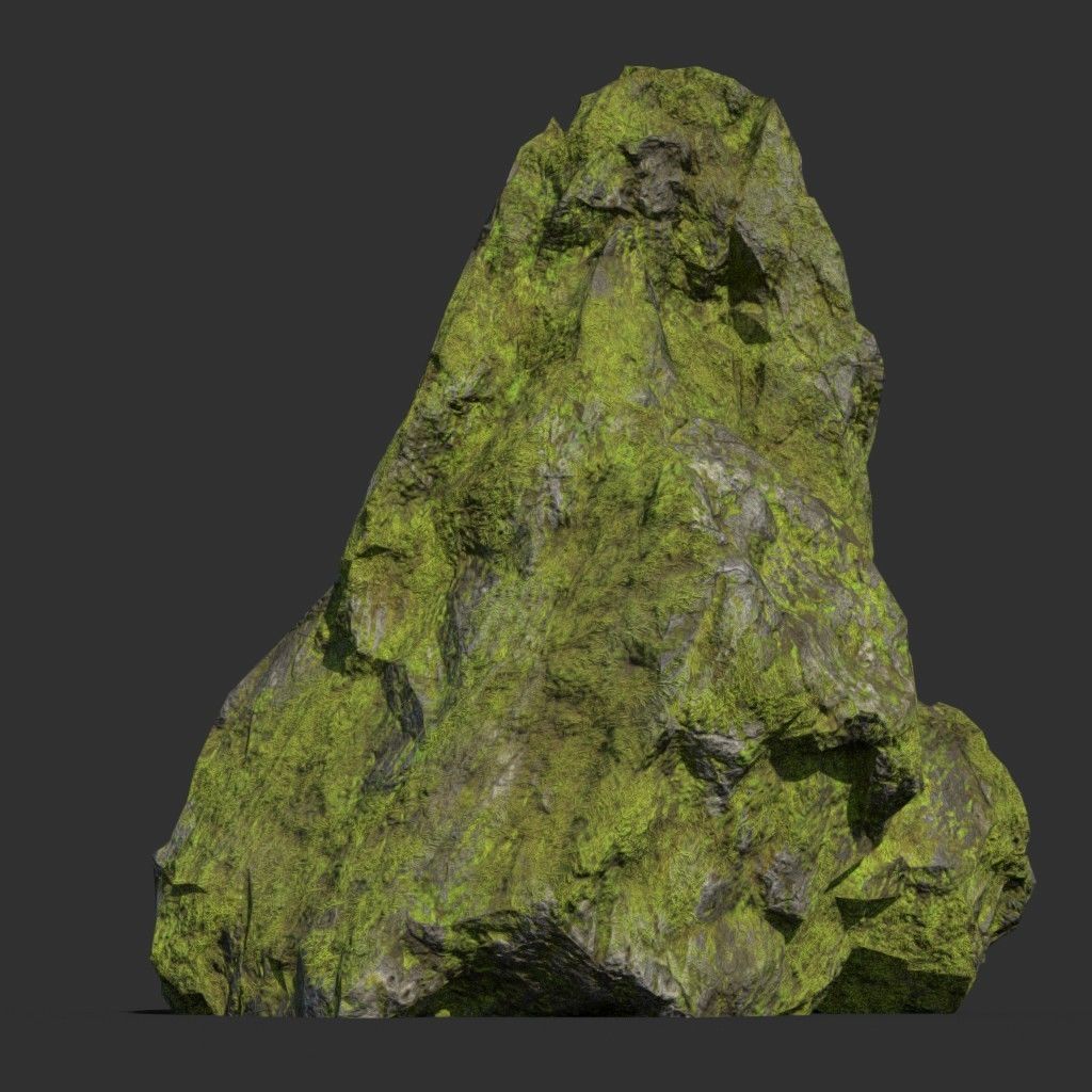 Low poly sharp block mossy rock 181114 Low-poly 3D model_20