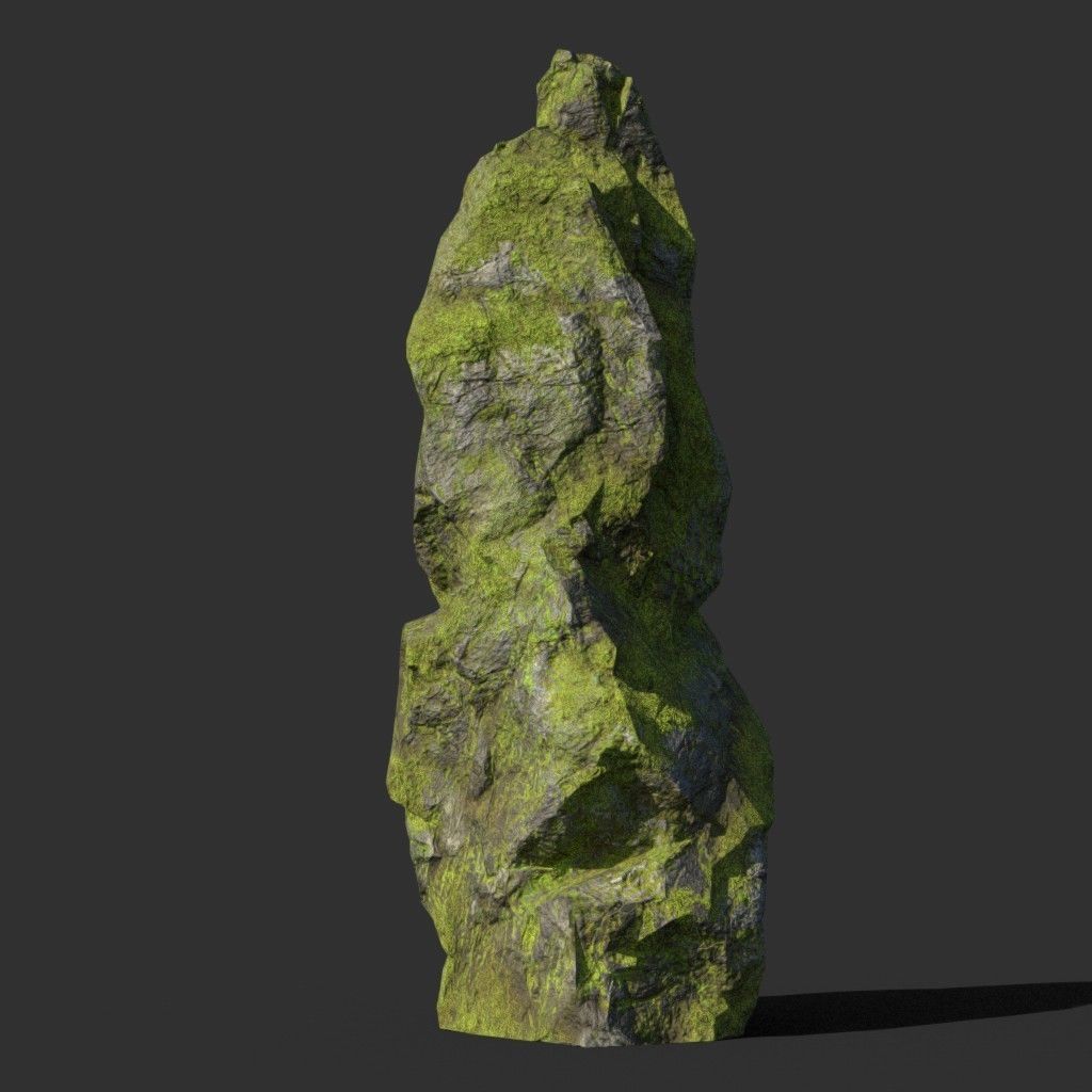 Low poly sharp block mossy rock 181114 Low-poly 3D model_28