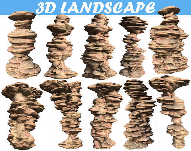 Low poly Scifi Column Sandstone Low-poly 3D model