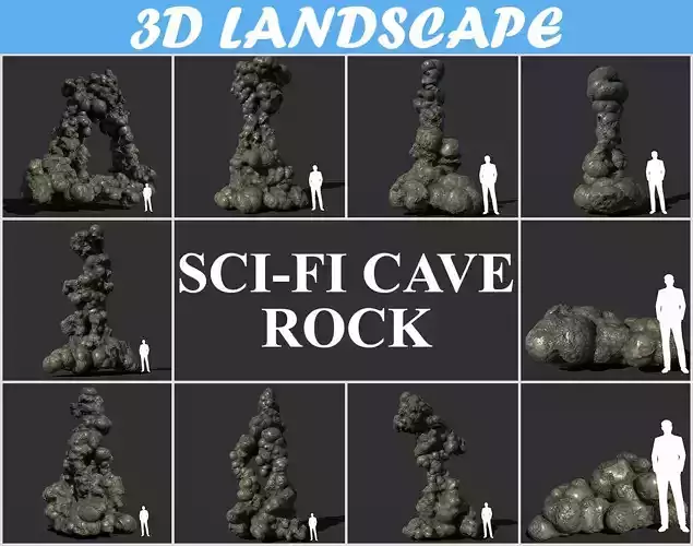 Low poly Scifi Cave Rock 190114