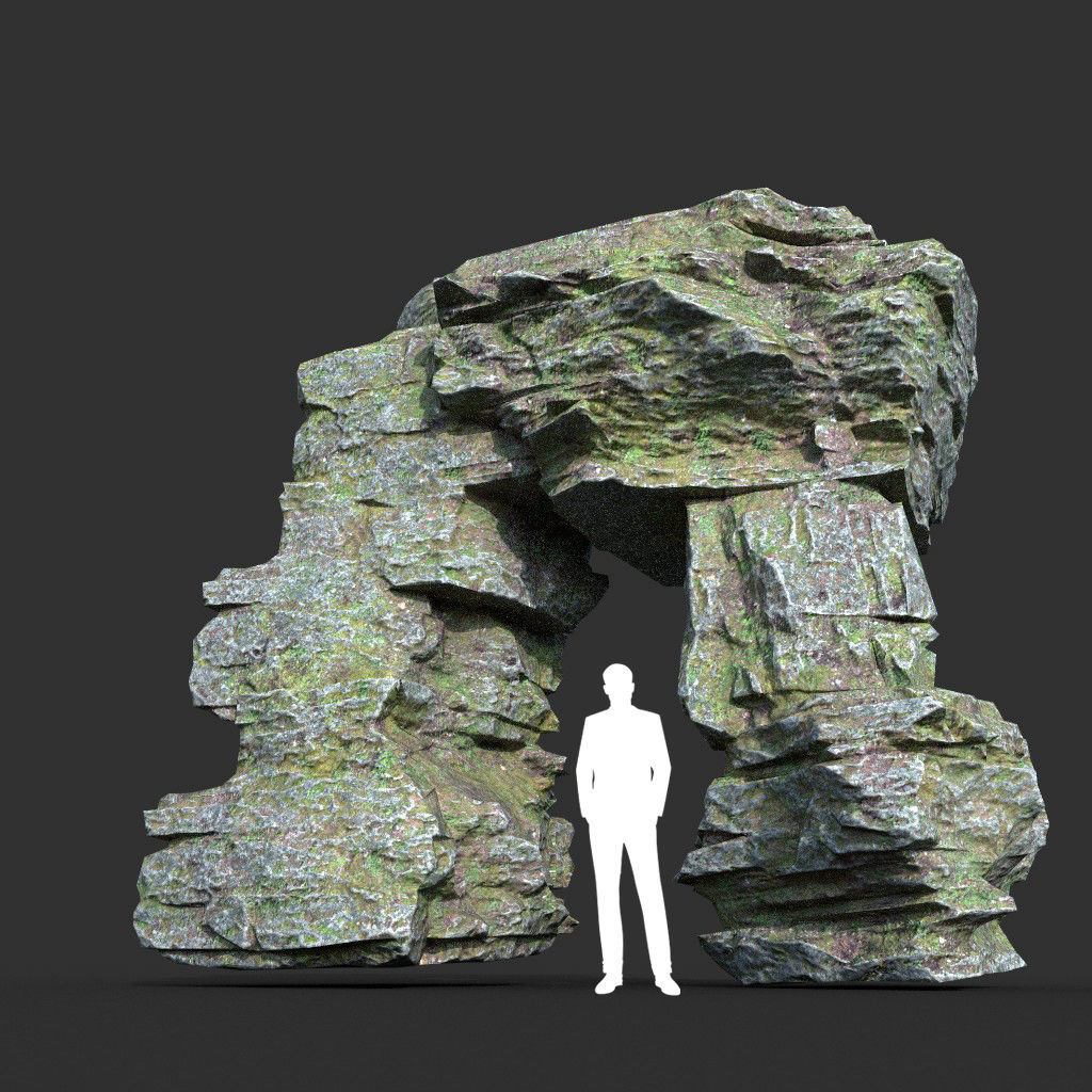 Low poly Mossy Layer Rock A Low-poly 3D model_34