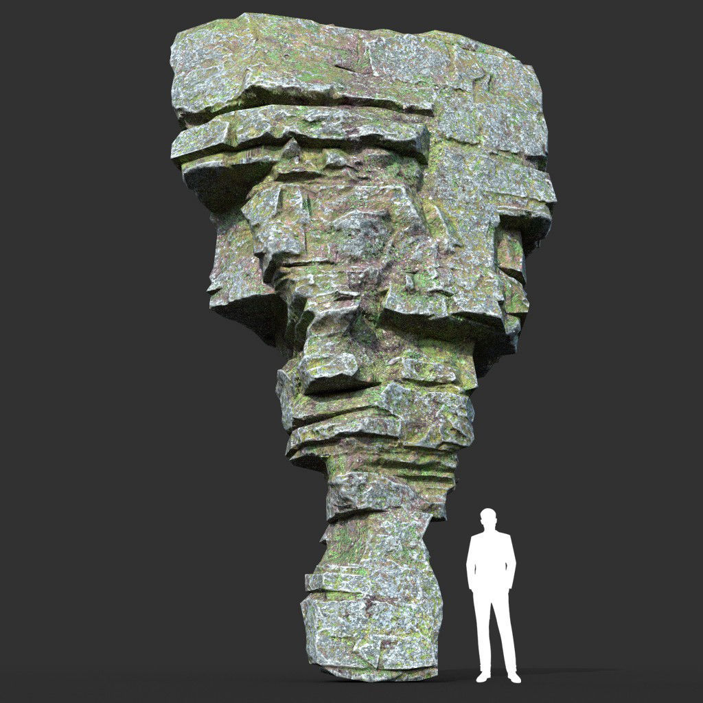 Low poly Mossy Layer Rock A Low-poly 3D model_22