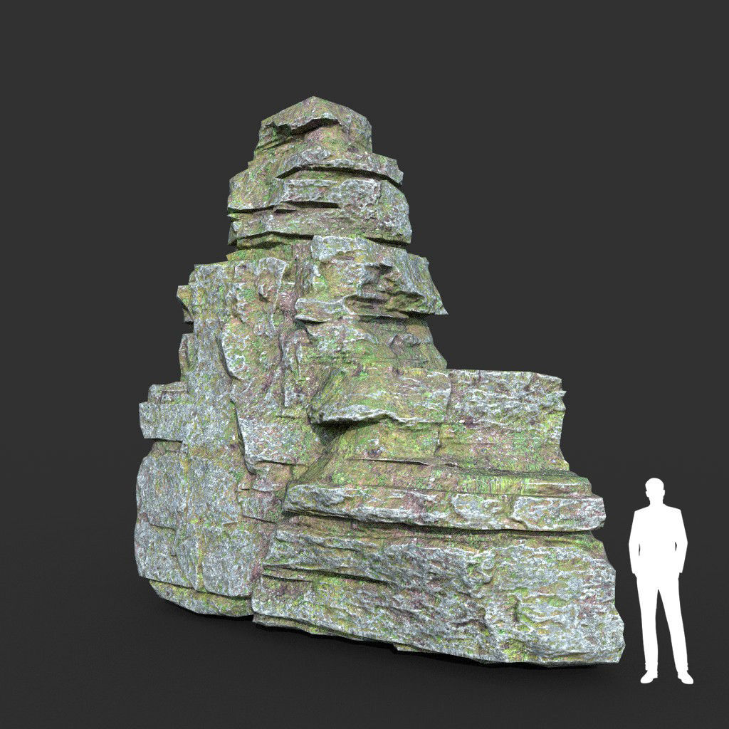 Low poly Mossy Layer Rock A Low-poly 3D model_26