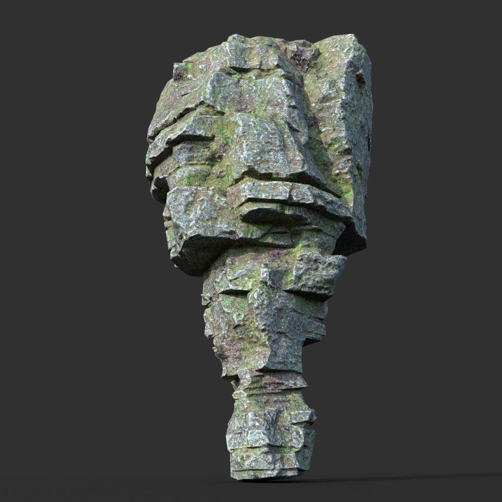 Low poly Mossy Layer Rock A Low-poly 3D model_24