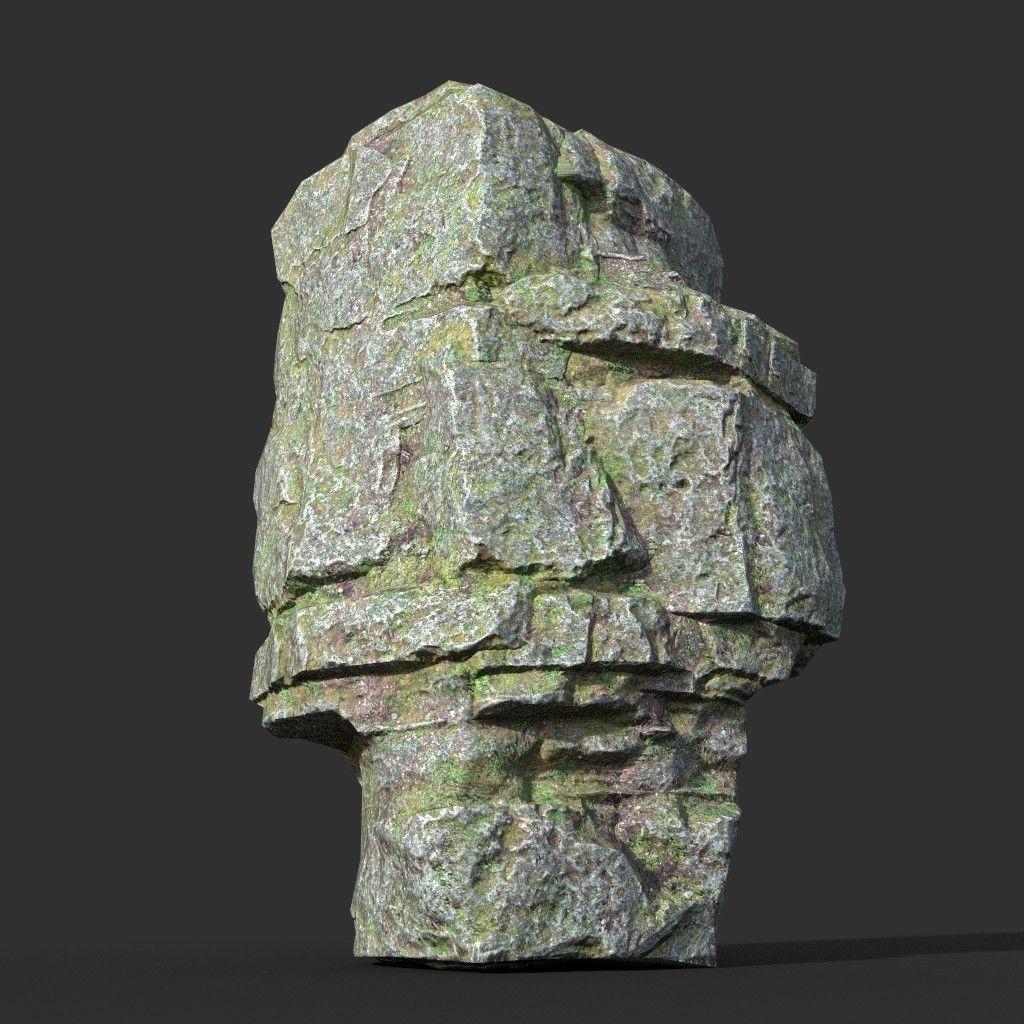 Low poly Mossy Layer Rock A Low-poly 3D model_3