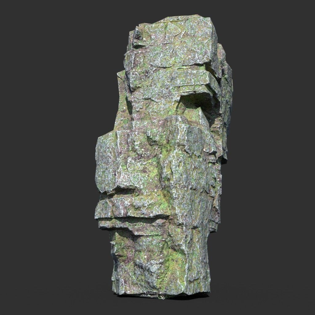 Low poly Mossy Layer Rock A Low-poly 3D model_7
