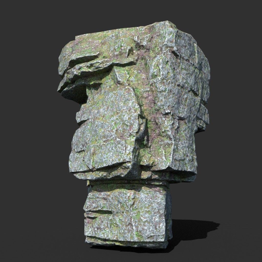 Low poly Mossy Layer Rock A Low-poly 3D model_12