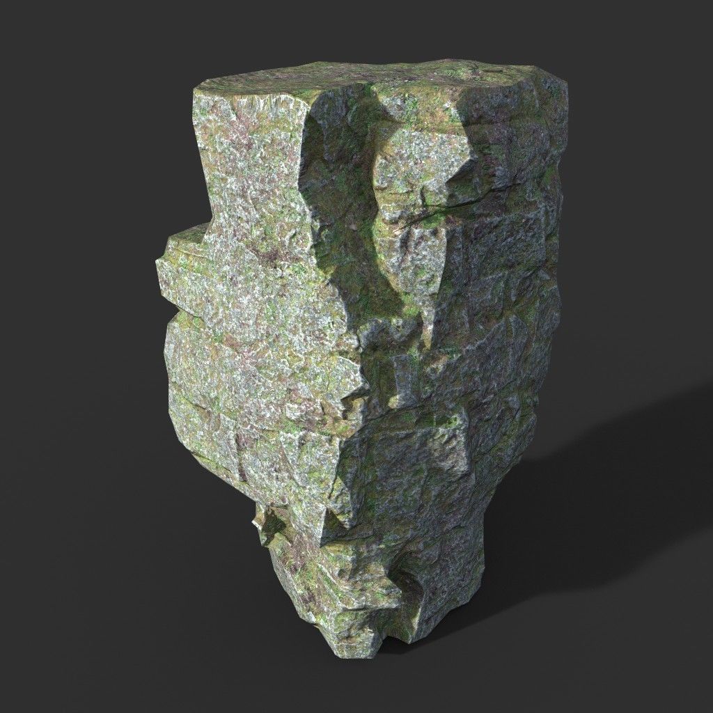 Low poly Mossy Layer Rock A Low-poly 3D model_4