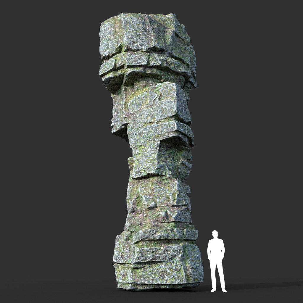 Low poly Mossy Layer Rock A Low-poly 3D model_18
