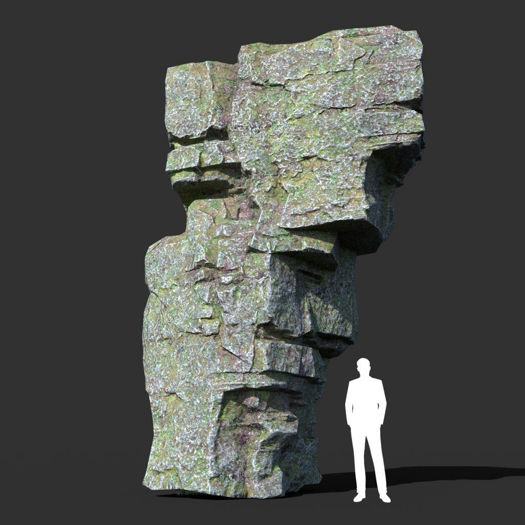 Low poly Mossy Layer Rock A Low-poly 3D model_6