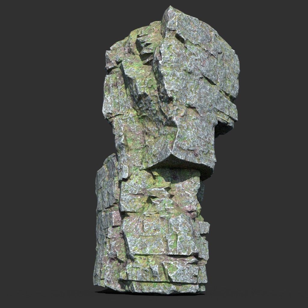 Low poly Mossy Layer Rock A Low-poly 3D model_15