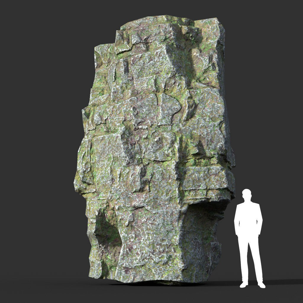 Low poly Mossy Layer Rock A Low-poly 3D model_2