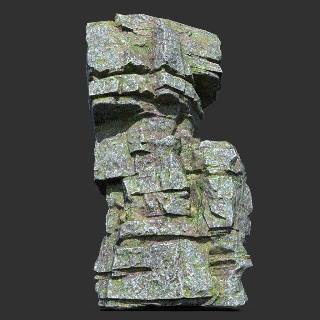 Low poly Mossy Layer Rock A Low-poly 3D model_16