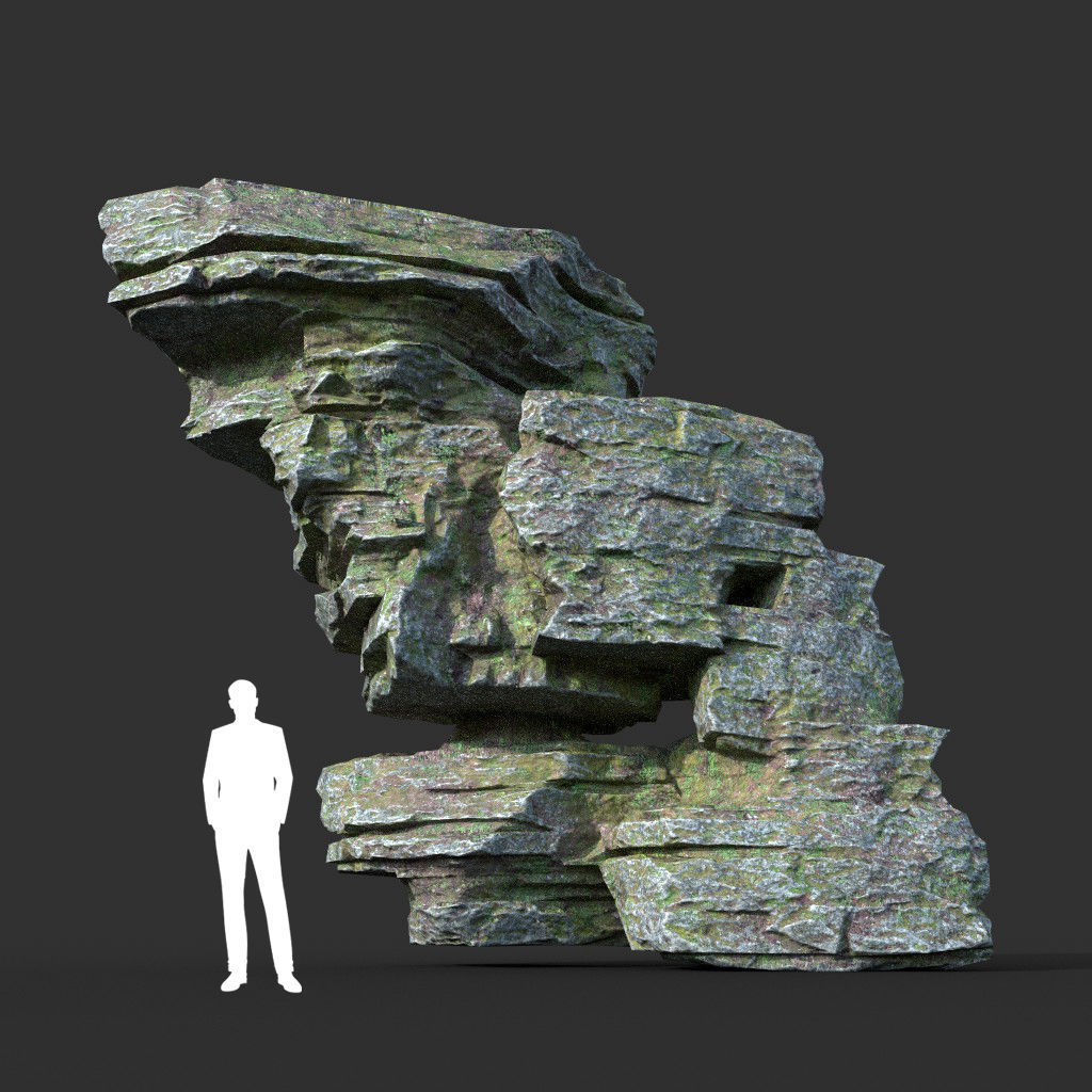 Low poly Mossy Layer Rock A Low-poly 3D model_30