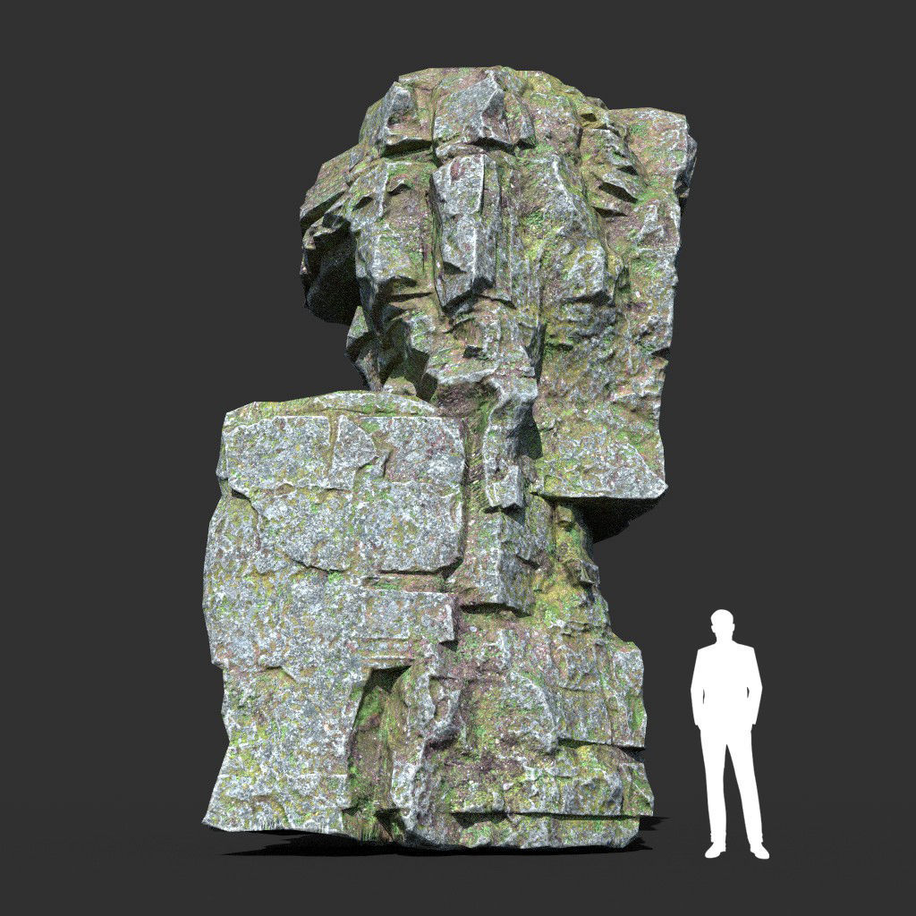 Low poly Mossy Layer Rock A Low-poly 3D model_14