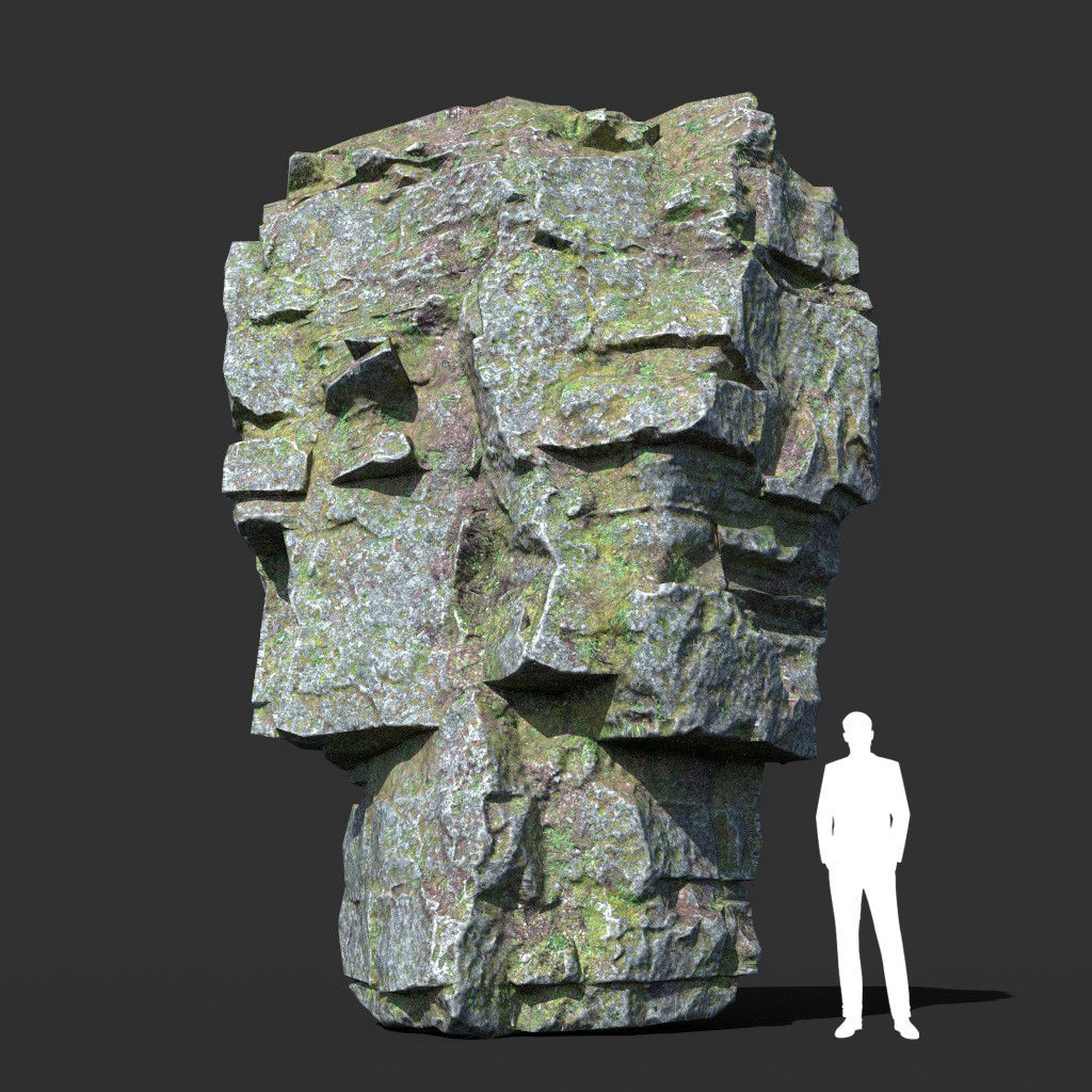 Low poly Mossy Layer Rock A Low-poly 3D model_10