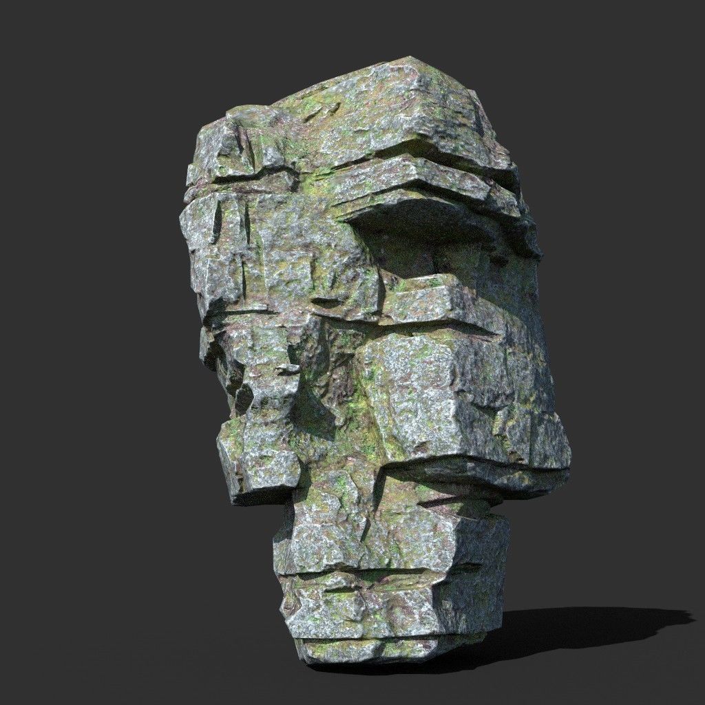 Low poly Mossy Layer Rock A Low-poly 3D model_11