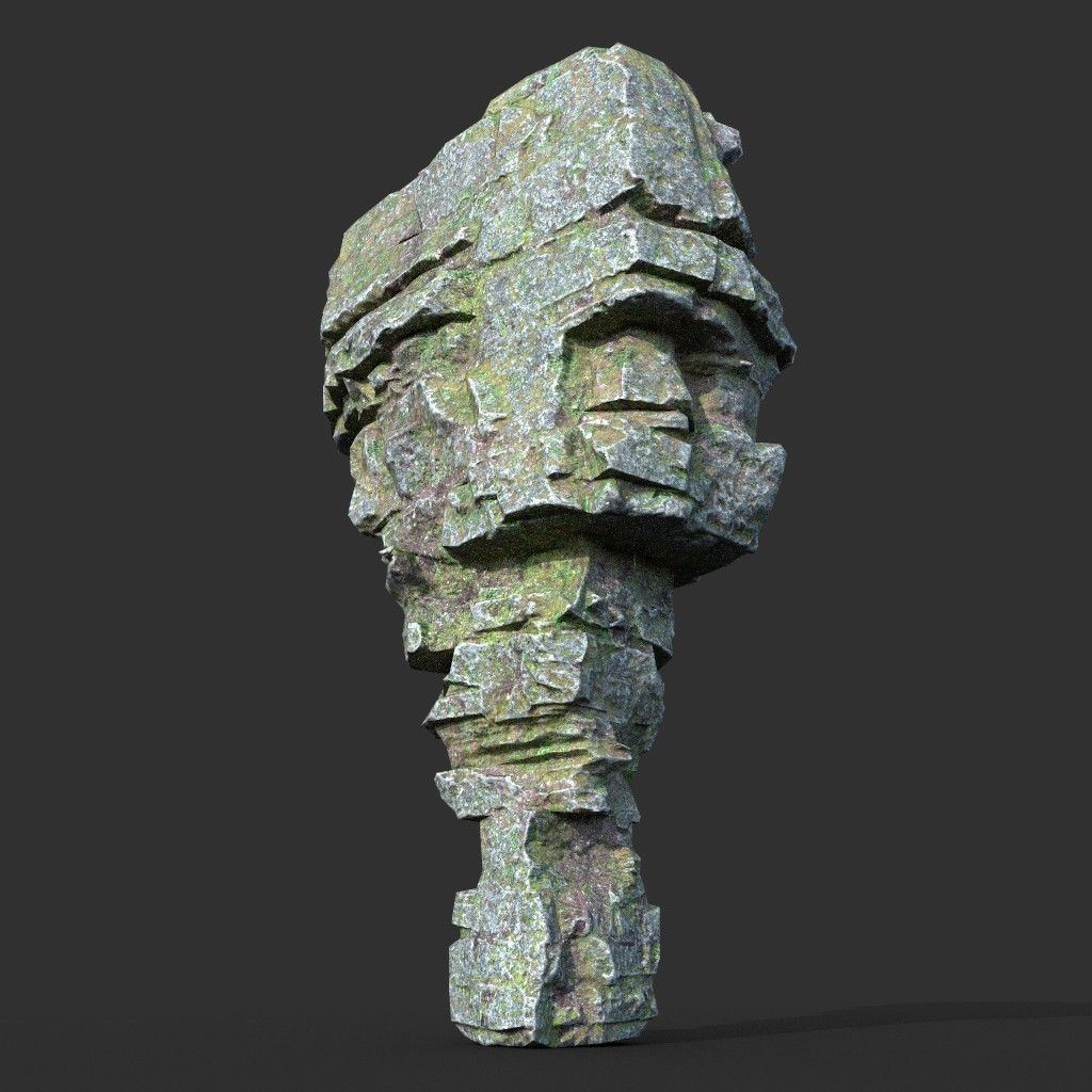 Low poly Mossy Layer Rock A Low-poly 3D model_23