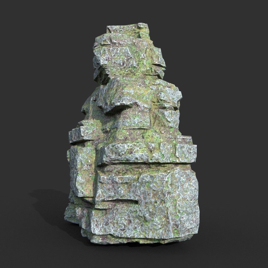 Low poly Mossy Layer Rock A Low-poly 3D model_28