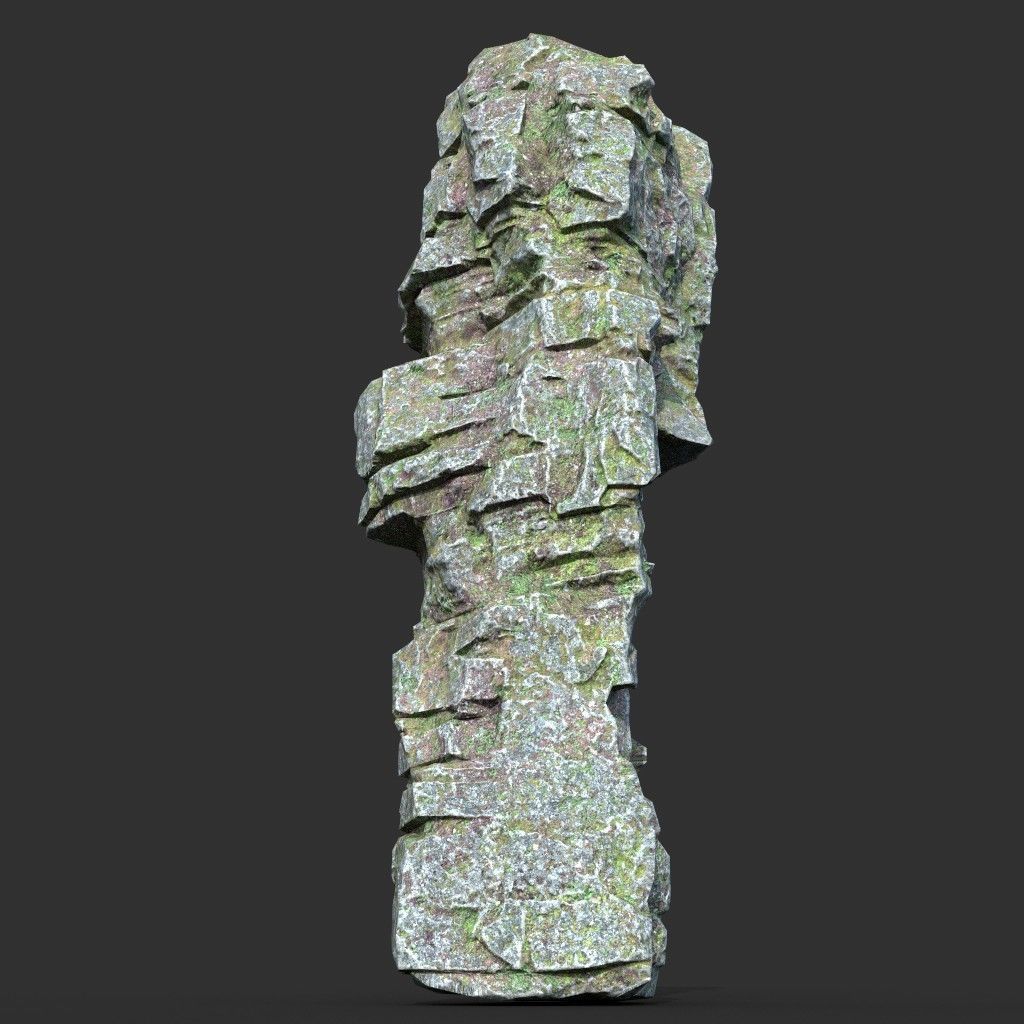 Low poly Mossy Layer Rock A Low-poly 3D model_20