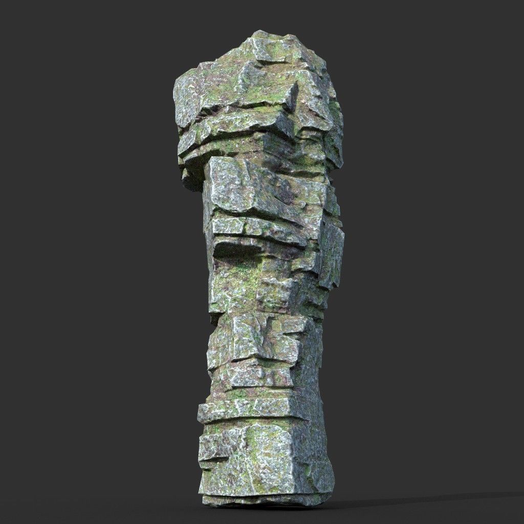 Low poly Mossy Layer Rock A Low-poly 3D model_19