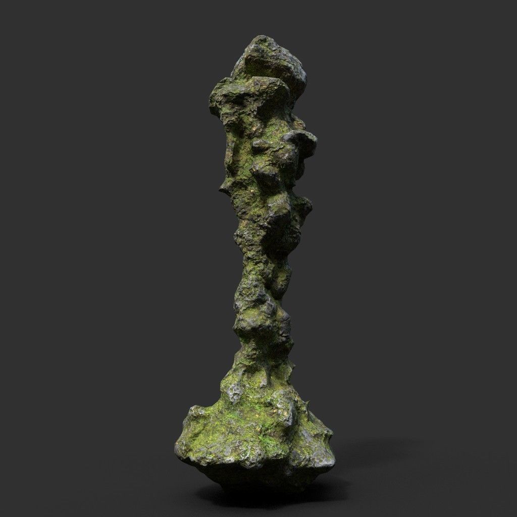 Low poly Mossy Cave Rock Module 191220 Low-poly 3D model_29