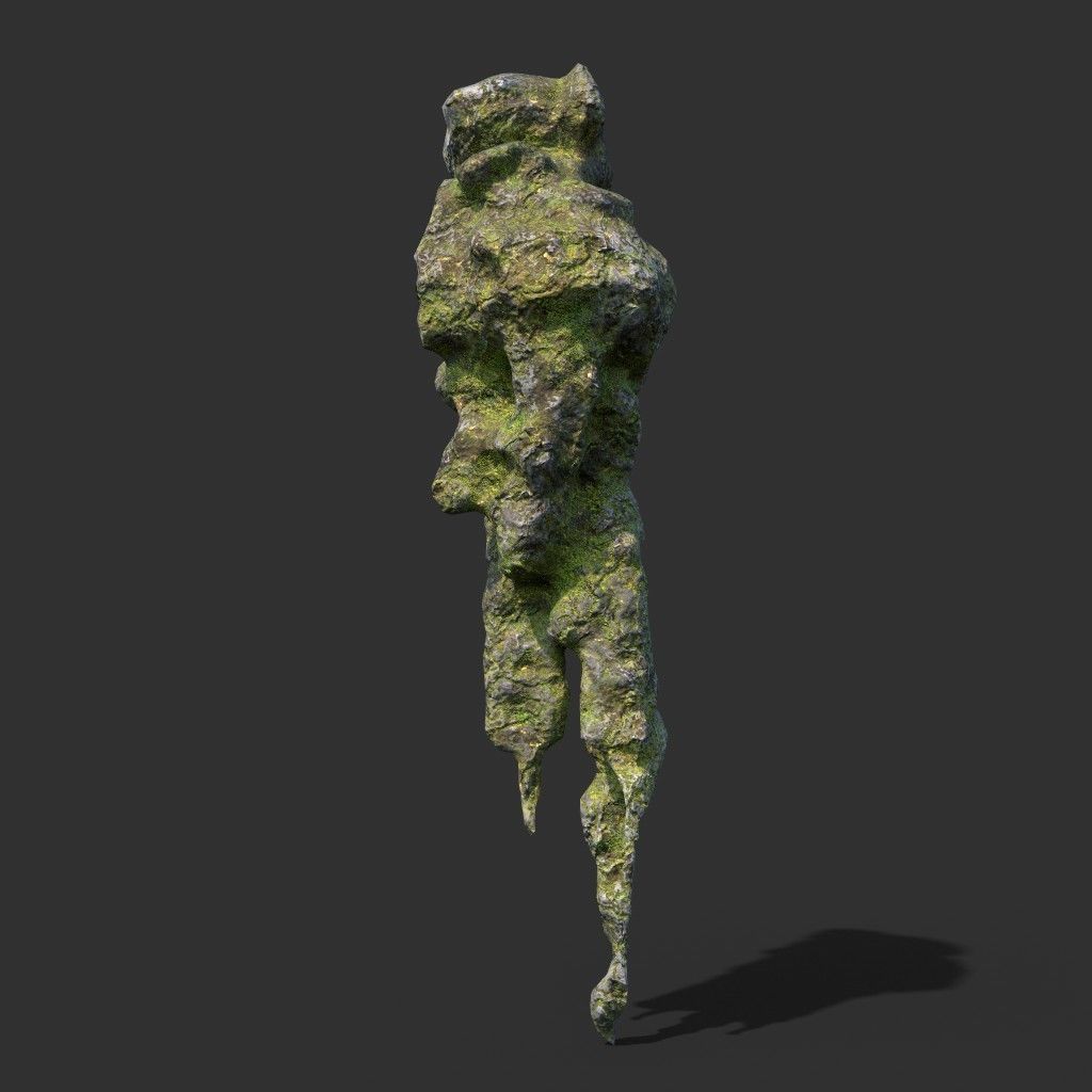 Low poly Mossy Cave Rock Module 191220 Low-poly 3D model_5