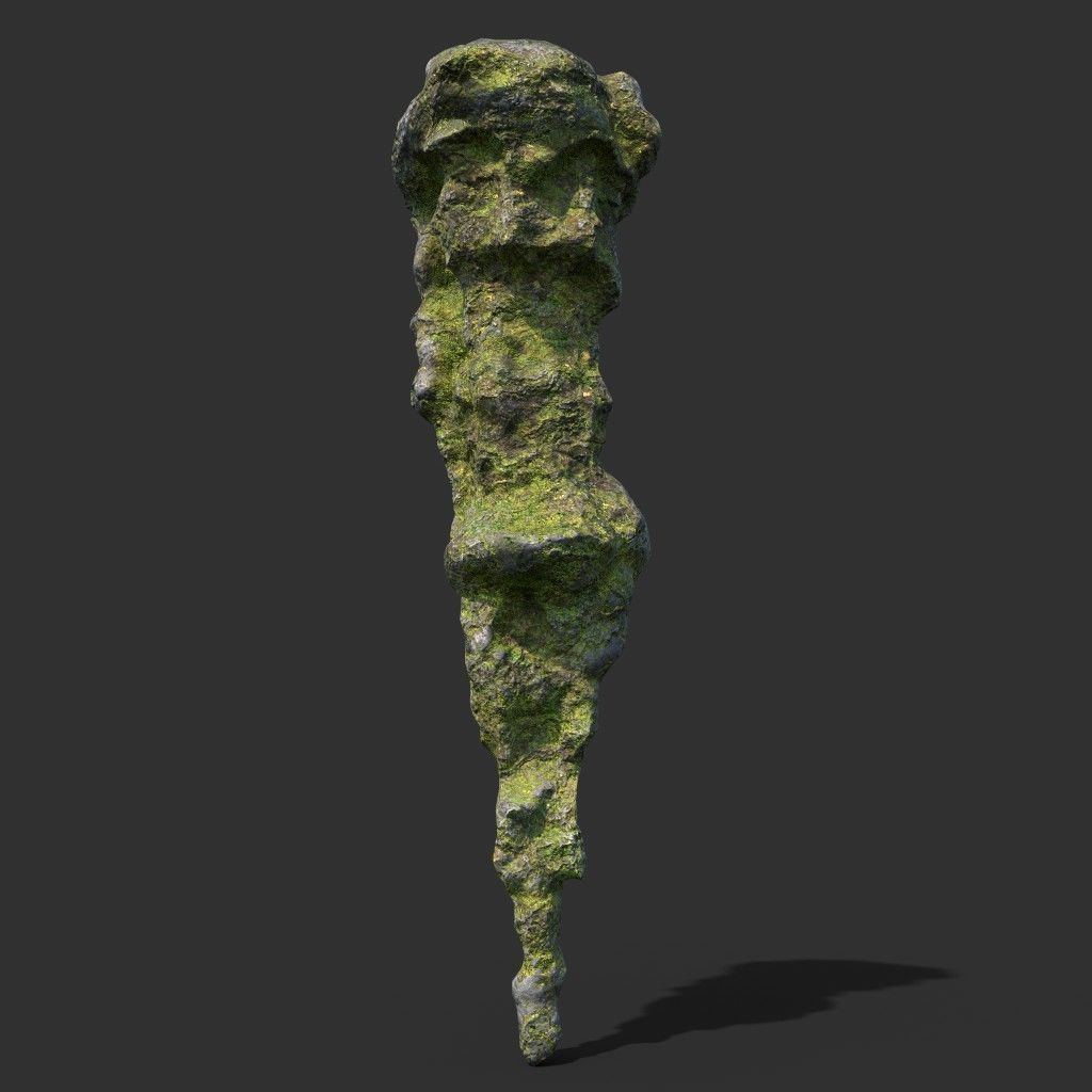 Low poly Mossy Cave Rock Module 191220 Low-poly 3D model_1