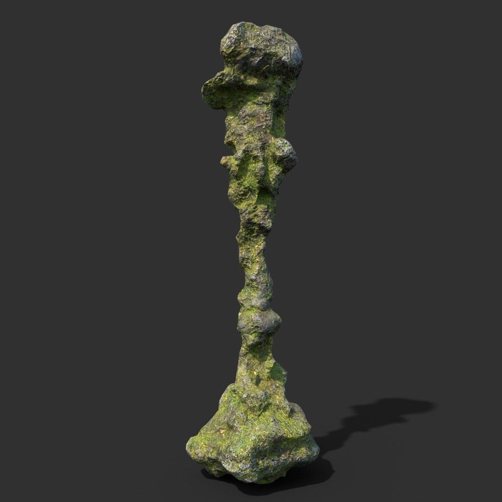 Low poly Mossy Cave Rock Module 191220 Low-poly 3D model_9