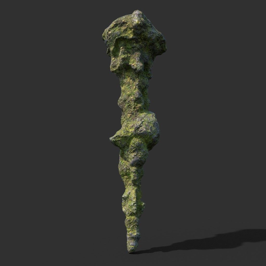 Low poly Mossy Cave Rock Module 191220 Low-poly 3D model_2