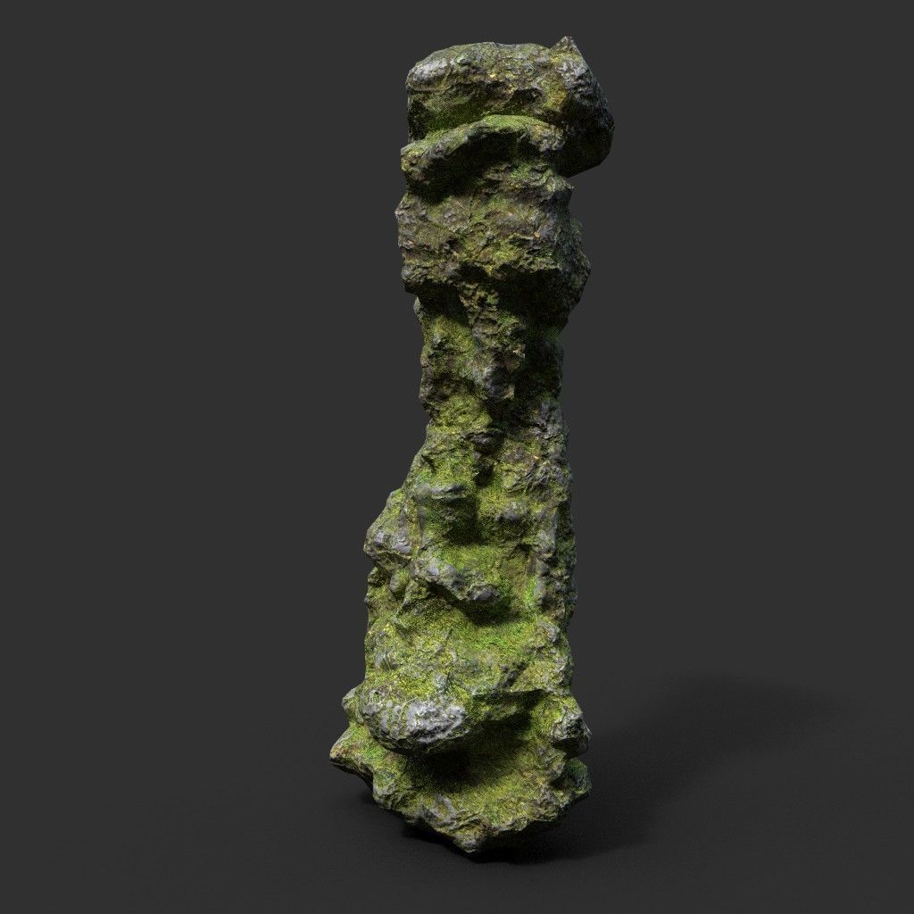 Low poly Mossy Cave Rock Module 191220 Low-poly 3D model_22