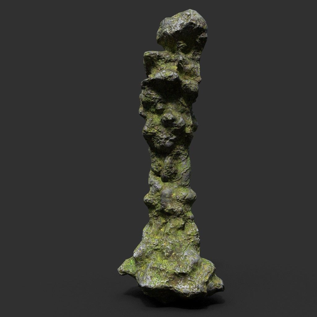 Low poly Mossy Cave Rock Module 191220 Low-poly 3D model_30