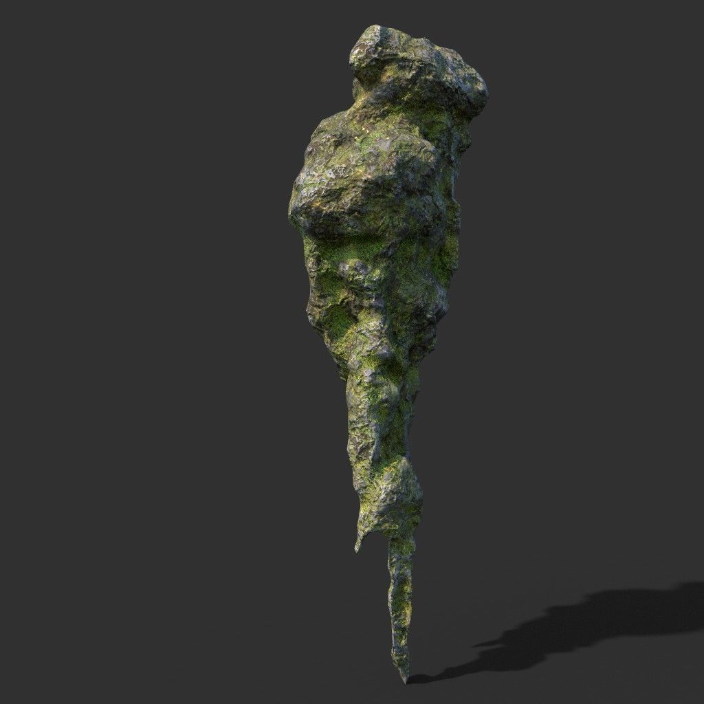 Low poly Mossy Cave Rock Module 191220 Low-poly 3D model_6