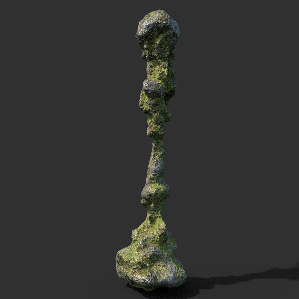 Low poly Mossy Cave Rock Module 191220 Low-poly 3D model_10