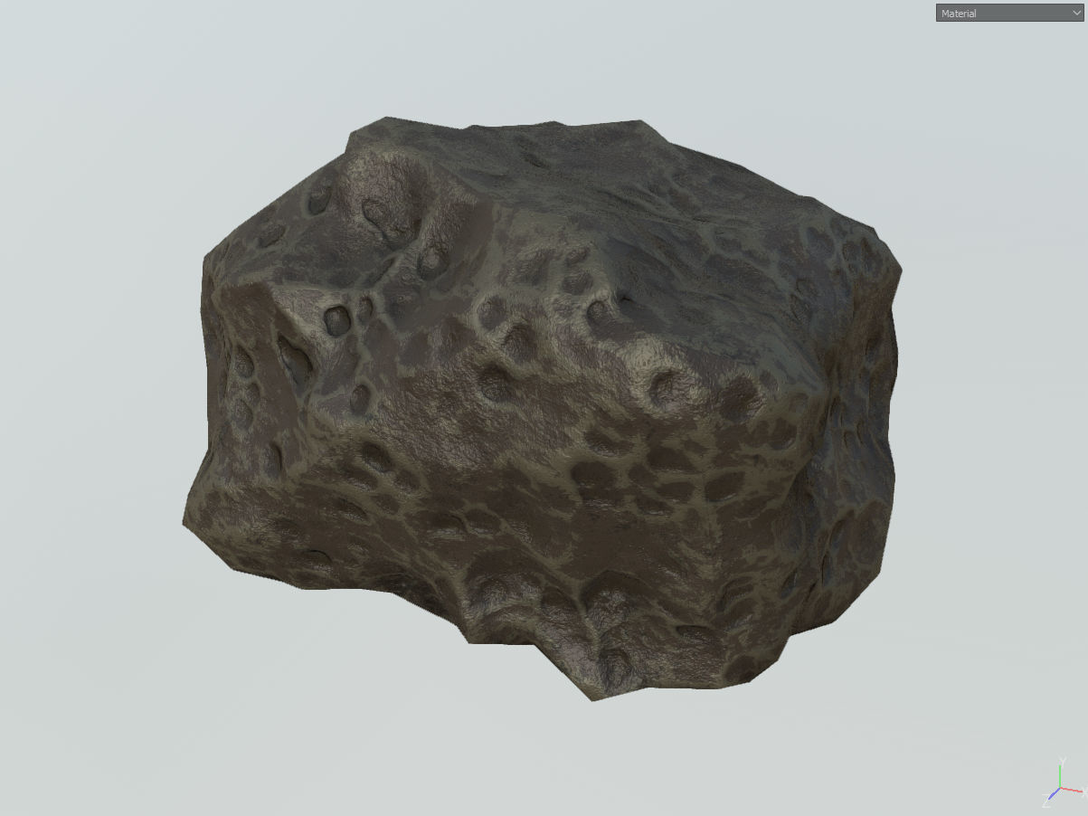 Low poly mexteor rock with holes in it Low-poly 3D model_34