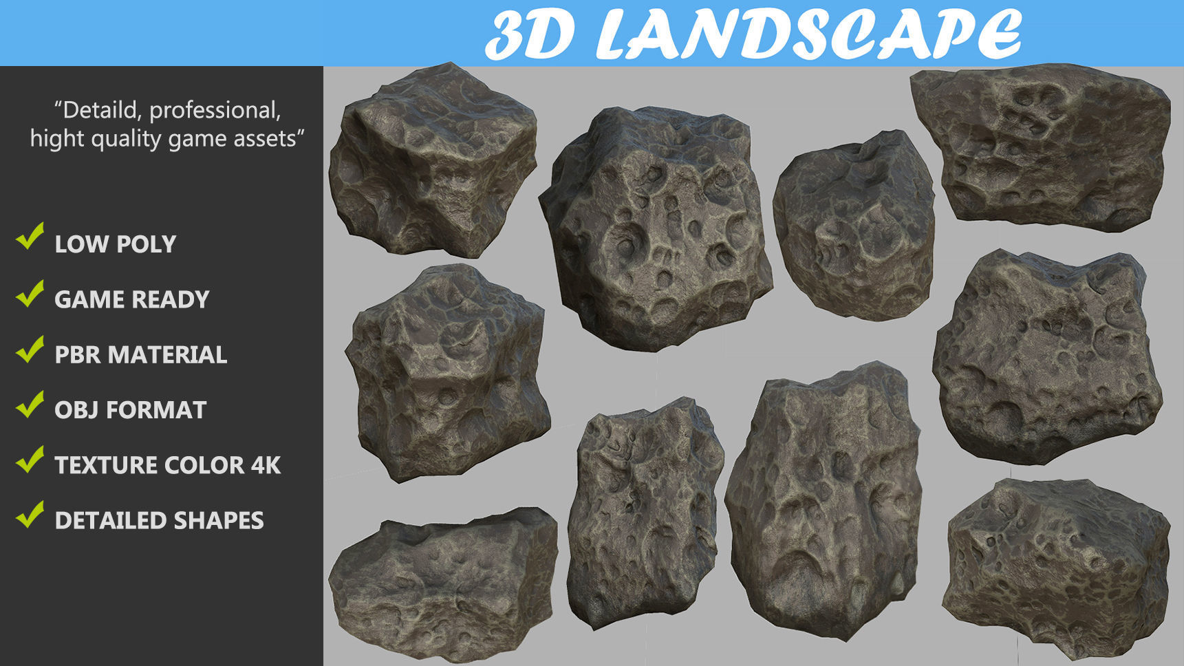 Low poly mexteor rock with holes in it Low-poly 3D model_1