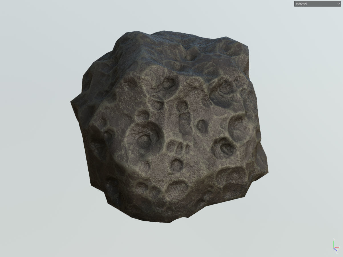 Low poly mexteor rock with holes in it Low-poly 3D model_2