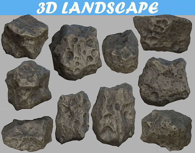 Low poly mexteor rock with holes in it Low-poly 3D model