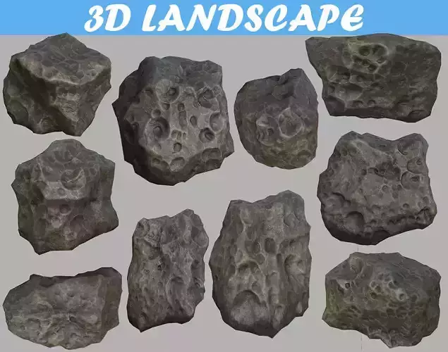 Low poly mexteor rock with holes in it