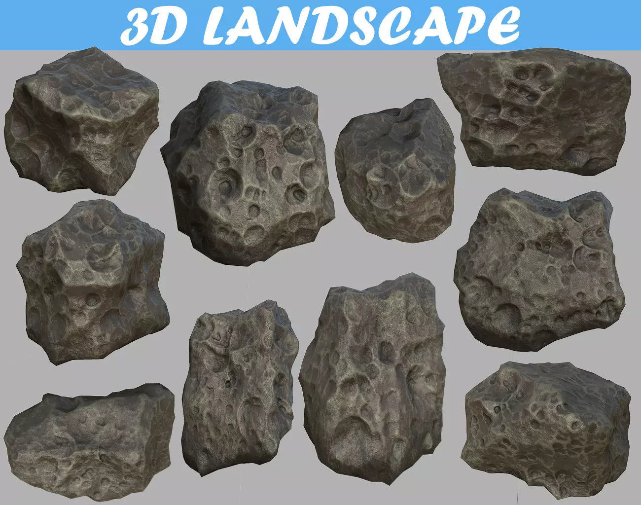 Low poly mexteor rock with holes in it Low-poly 3D model_0