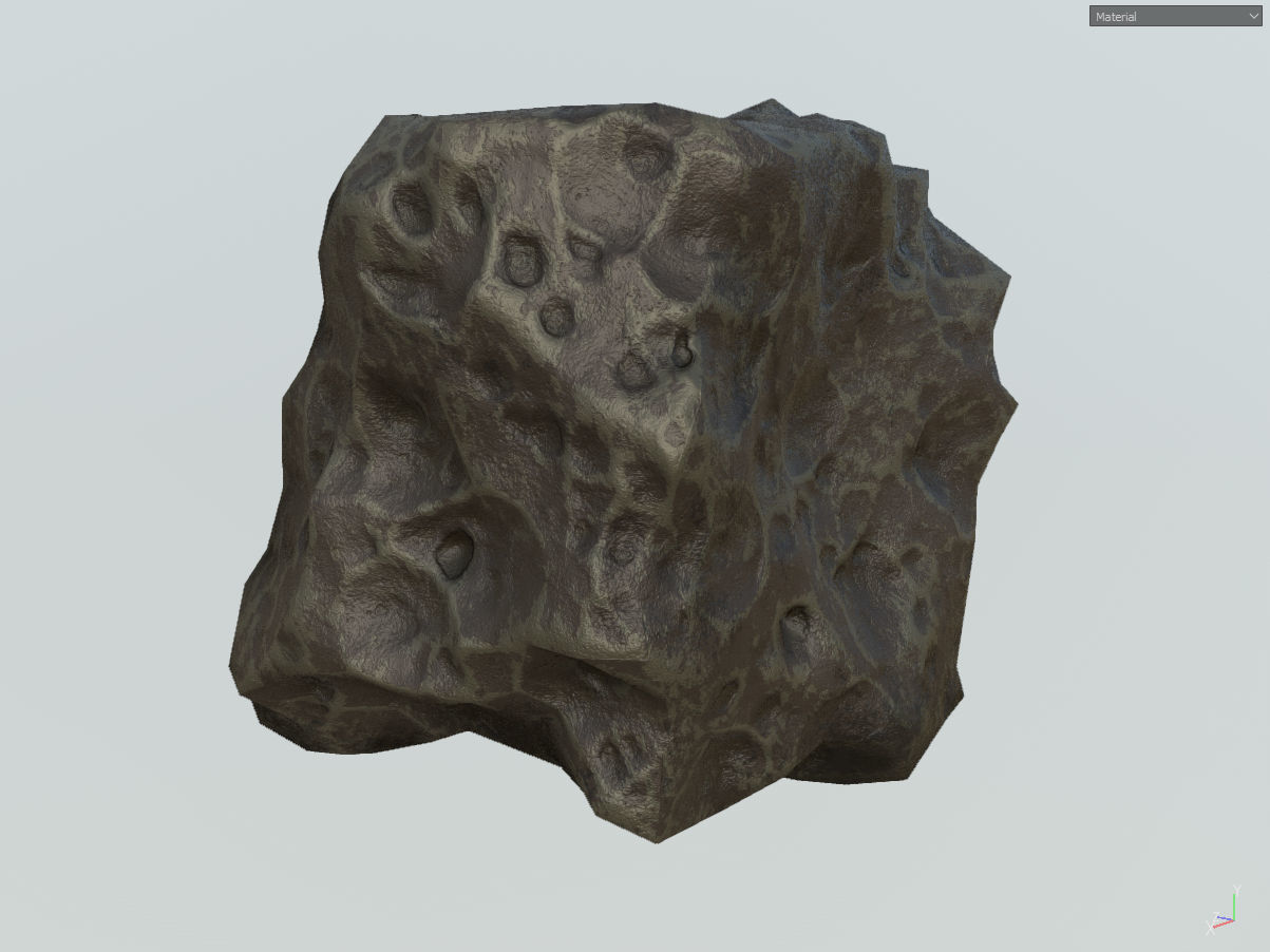 Low poly mexteor rock with holes in it Low-poly 3D model_7