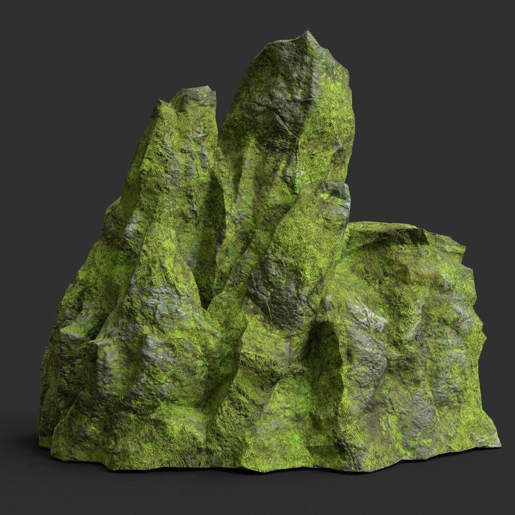 Low poly Medium Size Jungle Rock Low-poly 3D model_12