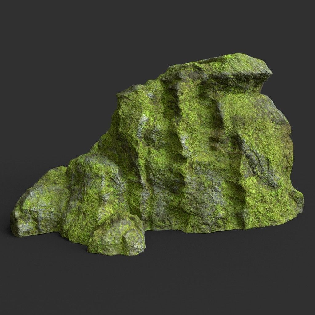 Low poly Medium Size Jungle Rock Low-poly 3D model_8