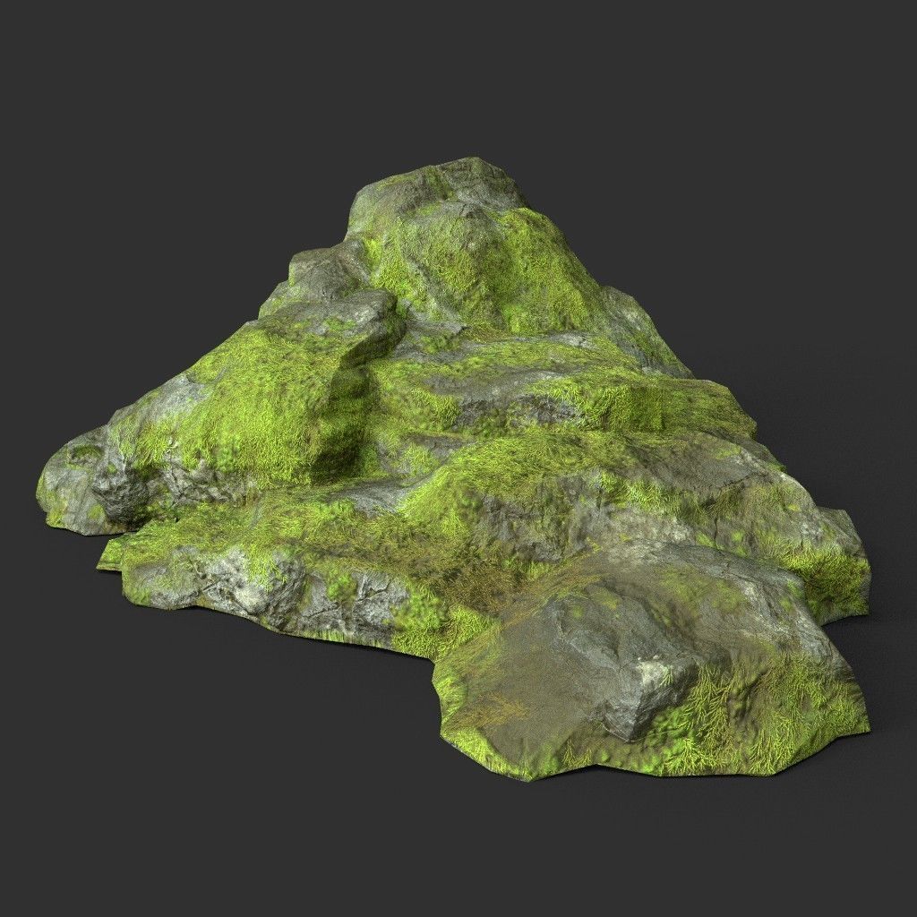 Low poly Medium Size Jungle Rock Low-poly 3D model_27